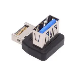 Type-E USB 3.1 Front Panel Header Male to Type-A USB3.0 Female Data Adapter Up Angled 90 Degree for Motherboard Type-E USB 3.1 Front Panel Header Male to Type-A USB3.0 Female Data Adapter Up Angled 90 Degree for Motherboard
