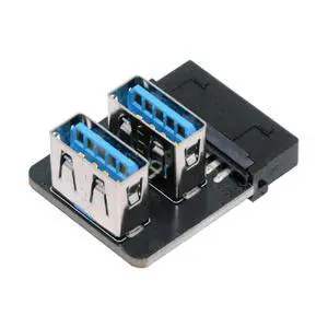 USB3.0 Motherboard 19/20pin Box Header Slot to 10Gbps Dual USB 3.0 Type-A Adapter Reverse Angled Vertical Type USB3.0 Motherboard 19/20pin Box Header Slot to 10Gbps Dual USB 3.0 Type-A Adapter Reverse Angled Vertical Type