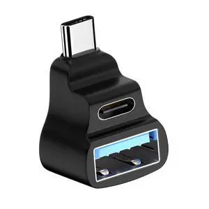 USB-C USB3.0 Male to Dual Type-A OTG & Type-C Female Data Power Splitter Adapter Angled 10Gbps Compatible with Steam Deck Laptop USB-C USB3.0 Male to Dual Type-A OTG & Type-C Female Data Power Splitter Adapter Angled 10Gbps Compatible with Steam Deck Laptop