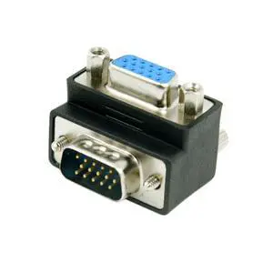 HDB15Pin VGA RGB Screw Type Male to Female Down Angled 90 Degree Nut Type Extension Adapter for Monitor Displays HDB15Pin VGA RGB Screw Type Male to Female Down Angled 90 Degree Nut Type Extension Adapter for Monitor Displays