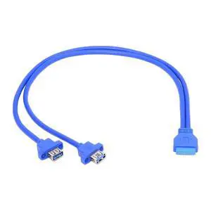 5Gbps USB 3.0 Dual Port Female Type-A Panel Type to Motherboard 20Pin 19Pin Header Cable 50cm 5Gbps USB 3.0 Dual Port Female Type-A Panel Type to Motherboard 20Pin 19Pin Header Cable 50cm