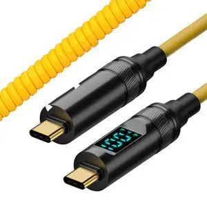 20Gbps USB-C USB4 Smart LED Display Stretch Coiled Cable 100W 8K for Laptop Disk PhoneType-C Male to Male Cable Power & Data 180CM 20Gbps USB-C USB4 Smart LED Display Stretch Coiled Cable 100W 8K for Laptop Disk PhoneType-C Male to Male Cable Power & Data 180CM