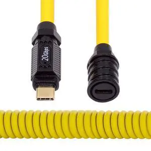 20Gbps 140W USB4 Stretch Coiled USB-C Cable 8K for Gaming Keyboard Mouse Type-C Male to Female Cable Power & Data 180CM Yellow 20Gbps 140W USB4 Stretch Coiled USB-C Cable 8K for Gaming Keyboard Mouse Type-C Male to Female Cable Power & Data 180CM Yellow