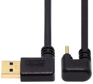 5Gbps USB3.0 Type-A Right Angled to USB-C Type C Power Data Cable Male to Male USB-C Opposite U Shape Back Angled 5Gbps USB3.0 Type-A Right Angled to USB-C Type C Power Data Cable Male to Male USB-C Opposite U Shape Back Angled