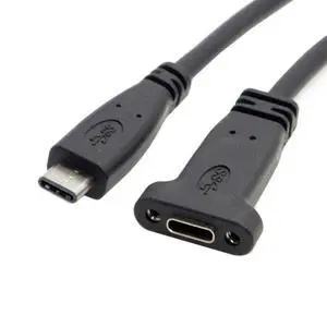 USB-C USB 3.1 Type C Male to Female Extension Data Cable with Panel Mount Screw Hole USB-C USB 3.1 Type C Male to Female Extension Data Cable with Panel Mount Screw Hole