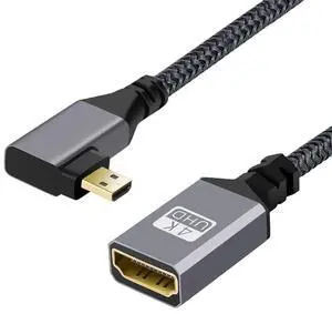 4K Type-D 90 Degree Left Angled Micro HDMI 1.4 Male to HDMI Female Extension Cable for DV MP4 Camera DC Laptop 4K Type-D 90 Degree Left Angled Micro HDMI 1.4 Male to HDMI Female Extension Cable for DV MP4 Camera DC Laptop