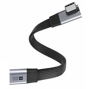 USB5.0 Flat Slim FPC 240W 80Gbps 20cm Male to Female Low Profile Angled 90 Degree Extension Cable 16K 8K 60Hz 5K Compatible with 40Gbps USB4.0 Thunderbolt3/4/5 USB5.0 Flat Slim FPC 240W 80Gbps 20cm Male to Female Low Profile Angled 90 Degree Extension Cable 16K 8K 60Hz 5K Compatible with 40Gbps USB4.0 Thunderbolt3/4/5