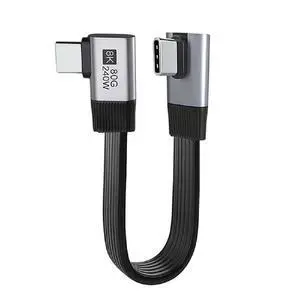 USB5.0 80Gbps Flat Slim FPC 240W 16K 8K 60Hz 5K Male to Male Extension Cable Low Profile to Right Angled 90 Degree 20cm Compatible with 40Gbps USB4.0 Thunderbolt3/4/5 USB5.0 80Gbps Flat Slim FPC 240W 16K 8K 60Hz 5K Male to Male Extension Cable Low Profile to Right Angled 90 Degree 20cm Compatible with 40Gbps USB4.0 Thunderbolt3/4/5
