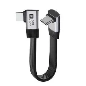 USB5.0 80Gbps Flat Slim FPC Male to Male 240W 16K 8K 60Hz 5K Extension Cable Up Angled to Right Angled 90 Degree 20cm Compatible with 40Gbps USB4.0 Thunderbolt3/4/5 USB5.0 80Gbps Flat Slim FPC Male to Male 240W 16K 8K 60Hz 5K Extension Cable Up Angled to Right Angled 90 Degree 20cm Compatible with 40Gbps USB4.0 Thunderbolt3/4/5