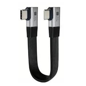 USB5.0 80Gbps Flat Slim FPC Male to Male 240W 16K 8K 60Hz 5K Extension Cable Dual Right Angled 90 Degree 20cm Compatible with 40Gbps USB4.0 Thunderbolt3/4/5 USB5.0 80Gbps Flat Slim FPC Male to Male 240W 16K 8K 60Hz 5K Extension Cable Dual Right Angled 90 Degree 20cm Compatible with 40Gbps USB4.0 Thunderbolt3/4/5