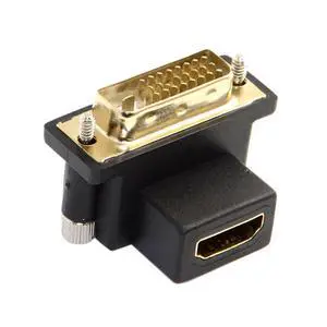 90 Degree Down Angled DVI Male to HDMI Female Adapter for Computer & HDTV & Graphics Card 90 Degree Down Angled DVI Male to HDMI Female Adapter for Computer & HDTV & Graphics Card