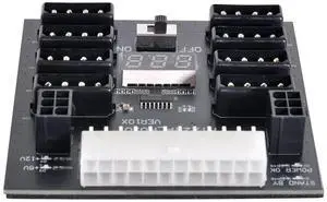 ATX PSU Server Power Board 24Pin to IDE 8X 4Pin +2X 6Pin Power Supply Board for CHIA ETH BTC Mining Miner ATX PSU Server Power Board 24Pin to IDE 8X 4Pin +2X 6Pin Power Supply Board for CHIA ETH BTC Mining Miner