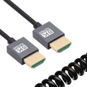 8K 60hz HDMI 2.1 Male to HDMI Male Stretch Coiled Cable for HDTV Computer Laptop Monitor 100cm 8K 60hz HDMI 2.1 Male to HDMI Male Stretch Coiled Cable for HDTV Computer Laptop Monitor 100cm