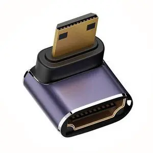 Mini HDMI Male to HDMI 2.1 Female UHD Support 8K 60hz HDTV Extension Gold Converter Up Angled 90 Degree Adapter Supports HDCP and 3D Mini HDMI Male to HDMI 2.1 Female UHD Support 8K 60hz HDTV Extension Gold Converter Up Angled 90 Degree Adapter Supports HDCP and 3D