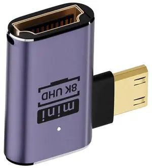 Right Angled Mini HDMI Male to HDMI 2.1 Female UHD Extension Gold Converter Adapter Support 8K 60hz HDTV Right Angled Mini HDMI Male to HDMI 2.1 Female UHD Extension Gold Converter Adapter Support 8K 60hz HDTV
