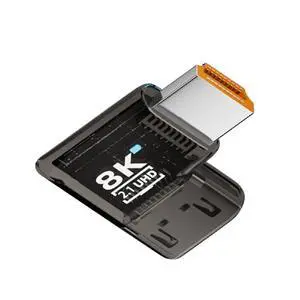 UHD 8K 60hz Right Angled 90 Degree Horizontal HDMI Male to HDMI 2.1 Female Extension Adapter Extender Transparent with Smart LED HDTV UHD 8K 60hz Right Angled 90 Degree Horizontal HDMI Male to HDMI 2.1 Female Extension Adapter Extender Transparent with Smart LED HDTV