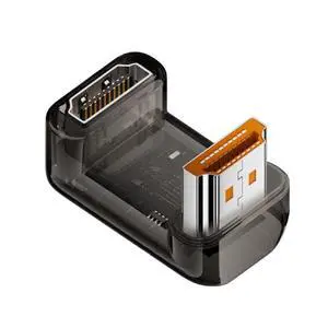 UHD 8K 60hz Up Angled 360 Degree Opposite U Shape Back HDMI Male to HDMI 2.1 Female Extension Adapter Extender Transparent with Smart LED HDTV UHD 8K 60hz Up Angled 360 Degree Opposite U Shape Back HDMI Male to HDMI 2.1 Female Extension Adapter Extender Transparent with Smart LED HDTV
