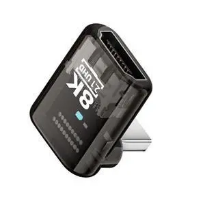 UHD 8K 60hz Up Angled 90 Degree Low Profile HDMI 2.1 Female to HDMI Male Extension Adapter Extender Transparent with Smart LED HDTV UHD 8K 60hz Up Angled 90 Degree Low Profile HDMI 2.1 Female to HDMI Male Extension Adapter Extender Transparent with Smart LED HDTV
