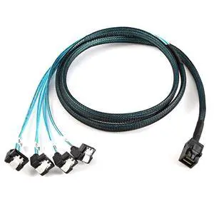 Internal Mini SAS SFF-8643 Host to Angled 4 SATA Target Hard Disk 6Gbps Data Server Raid Cable 1m Internal Mini SAS SFF-8643 Host to Angled 4 SATA Target Hard Disk 6Gbps Data Server Raid Cable 1m