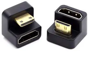 360 Degree 2pcs Up & Down Opposite U Shape Back Angled Mini HDMI 1.4 Male to HDMI Female Extension Adapter Converter 360 Degree 2pcs Up & Down Opposite U Shape Back Angled Mini HDMI 1.4 Male to HDMI Female Extension Adapter Converter