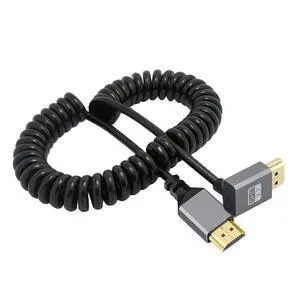 4K 60hz Stretch Coiled Cable Male HDMI 2.0 to Male HDMI 90 Degree Up Angled for Laptop Monitor HDTV Computer 4K 60hz Stretch Coiled Cable Male HDMI 2.0 to Male HDMI 90 Degree Up Angled for Laptop Monitor HDTV Computer