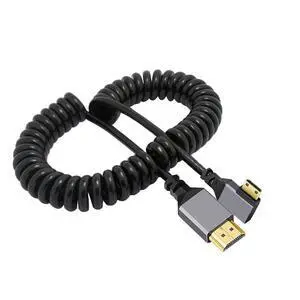 4K 60hz Mini HDMI 2.0 Male to Male HDMI Stretch Coiled Cable 90 Degree Left Angled for HDTV Monitor Computer Laptop 4K 60hz Mini HDMI 2.0 Male to Male HDMI Stretch Coiled Cable 90 Degree Left Angled for HDTV Monitor Computer Laptop