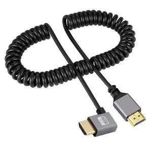 4K 60hz Stretch Coiled Cable Male HDMI 2.0 to Male HDMI 90 Degree Right Angled for Laptop Monitor HDTV Computer 4K 60hz Stretch Coiled Cable Male HDMI 2.0 to Male HDMI 90 Degree Right Angled for Laptop Monitor HDTV Computer