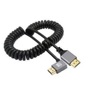 4K 60hz Stretch Coiled Cable Male HDMI 2.0 to Male HDMI 90 Degree Left Angled for Laptop Monitor HDTV Computer 4K 60hz Stretch Coiled Cable Male HDMI 2.0 to Male HDMI 90 Degree Left Angled for Laptop Monitor HDTV Computer
