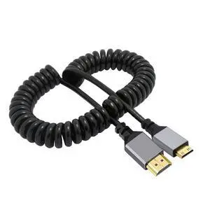 4K 60hz Mini HDMI 2.0 Male to Male HDMI Stretch Coiled Cable Straight Connector for HDTV Monitor Computer Laptop 4K 60hz Mini HDMI 2.0 Male to Male HDMI Stretch Coiled Cable Straight Connector for HDTV Monitor Computer Laptop