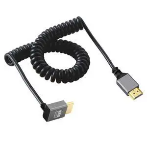 4K 60hz Stretch Coiled Cable Male HDMI 2.0 to Male HDMI 90 Degree Down Angled for Laptop Monitor HDTV Computer 4K 60hz Stretch Coiled Cable Male HDMI 2.0 to Male HDMI 90 Degree Down Angled for Laptop Monitor HDTV Computer