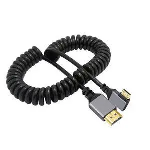 4K 60hz Mini HDMI 2.0 Male to Male HDMI Stretch Coiled Cable 90 Degree Right Angled for HDTV Monitor Computer Laptop 4K 60hz Mini HDMI 2.0 Male to Male HDMI Stretch Coiled Cable 90 Degree Right Angled for HDTV Monitor Computer Laptop