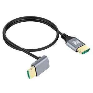 Ultra Thin HDTV HDMI 2.1 Male to Male Cable 8K 4K Hyper Super Flexible Slim Cord 90 Degree Down Angled Type-A for Computer HDTV 100cm Ultra Thin HDTV HDMI 2.1 Male to Male Cable 8K 4K Hyper Super Flexible Slim Cord 90 Degree Down Angled Type-A for Computer HDTV 100cm