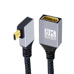 Micro HDMI 2.1 Male 8K Type-D 90 Degree Right Angled to HDMI Female Extension HDTV Cable for Laptop Portable Monitor DV Camera Micro HDMI 2.1 Male 8K Type-D 90 Degree Right Angled to HDMI Female Extension HDTV Cable for Laptop Portable Monitor DV Camera