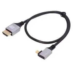 8K 4K Ultra Thin Micro HDMI 2.1 HDTV Cable Hyper Super Flexible Slim Cord Type-A to Type-D Left Angled for Camera HDTV 50cm 8K 4K Ultra Thin Micro HDMI 2.1 HDTV Cable Hyper Super Flexible Slim Cord Type-A to Type-D Left Angled for Camera HDTV 50cm
