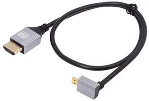8K 4K Ultra Thin Micro HDMI 2.1 HDTV Cable Hyper Super Flexible Slim Cord Type-A to Type-D Down Angled for Camera HDTV 50cm 8K 4K Ultra Thin Micro HDMI 2.1 HDTV Cable Hyper Super Flexible Slim Cord Type-A to Type-D Down Angled for Camera HDTV 50cm