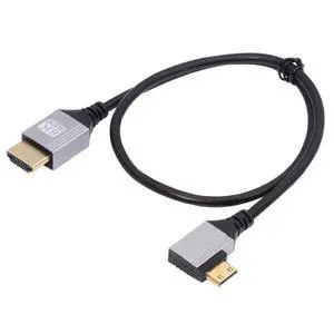 8K 4K Mini HDMI 2.1 Ultra Thin HDTV Cable Hyper Super Flexible Slim Cord Type-A to Type-C Right Angled for Camera HDTV 50cm 8K 4K Mini HDMI 2.1 Ultra Thin HDTV Cable Hyper Super Flexible Slim Cord Type-A to Type-C Right Angled for Camera HDTV 50cm