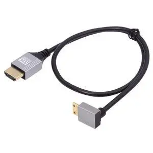 8K 4K Mini HDMI 2.1 Ultra Thin HDTV Cable Hyper Super Flexible Slim Cord Type-A to Type-C Down Angled for Camera HDTV 50cm 8K 4K Mini HDMI 2.1 Ultra Thin HDTV Cable Hyper Super Flexible Slim Cord Type-A to Type-C Down Angled for Camera HDTV 50cm