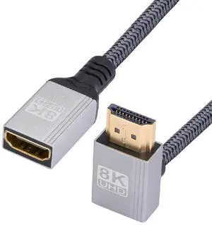 8K HDMI 2.1 Type-A Male to HDMI Female Up Angled Extension HDTV Cable for DV Camera Laptop Monitor 15CM 8K HDMI 2.1 Type-A Male to HDMI Female Up Angled Extension HDTV Cable for DV Camera Laptop Monitor 15CM