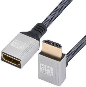 8K HDMI 2.1 Type-A Male to HDMI Female Down Angled Extension HDTV Cable for DV Camera Laptop Monitor 15CM 8K HDMI 2.1 Type-A Male to HDMI Female Down Angled Extension HDTV Cable for DV Camera Laptop Monitor 15CM