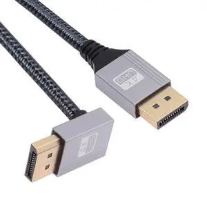 4K 60hz DisplayPort DP to DP Ultra-HD UHD Cable 32.4Gbps high-Speed Up Angled Silver Sleeve 1.0M 4K 60hz DisplayPort DP to DP Ultra-HD UHD Cable 32.4Gbps high-Speed Up Angled Silver Sleeve 1.0M
