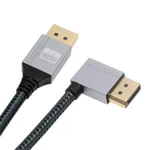 4K 60hz DisplayPort DP to DP Ultra-HD UHD Cable 32.4Gbps high-Speed Left Angled Silver Sleeve 2.0M 4K 60hz DisplayPort DP to DP Ultra-HD UHD Cable 32.4Gbps high-Speed Left Angled Silver Sleeve 2.0M