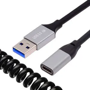 5Gbps USB3.0 Type-A Male to USB-C Female OTG Stretch Coiled Cable Extension for Disk Phone Camera Data 100cm 5Gbps USB3.0 Type-A Male to USB-C Female OTG Stretch Coiled Cable Extension for Disk Phone Camera Data 100cm