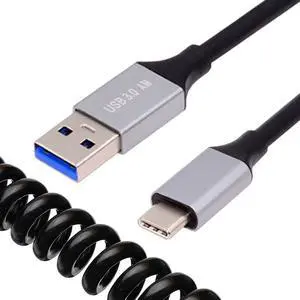 5Gbps USB3.0 Type-A Male to USB-C Male OTG Stretch Coiled Cable Extension for Disk Phone Camera Data 100cm 5Gbps USB3.0 Type-A Male to USB-C Male OTG Stretch Coiled Cable Extension for Disk Phone Camera Data 100cm