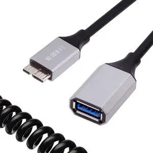 5Gbps Micro-USB3.0 Male Host to USB3.0-A Female OTG Stretch Coiled Cable Extension for Disk Phone Camera Data 100cm 5Gbps Micro-USB3.0 Male Host to USB3.0-A Female OTG Stretch Coiled Cable Extension for Disk Phone Camera Data 100cm