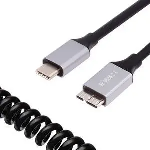 5Gbps Type-C USB-C Host to Micro-USB3.0 Male OTG Stretch Coiled Cable Extension for Disk Phone Camera Data 100cm 5Gbps Type-C USB-C Host to Micro-USB3.0 Male OTG Stretch Coiled Cable Extension for Disk Phone Camera Data 100cm