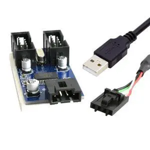 Type-A USB 2.0 Male 1 to 2 Female 9pin Motherboard Header Extension HUB Connector Adapter Port Multilier Type-A USB 2.0 Male 1 to 2 Female 9pin Motherboard Header Extension HUB Connector Adapter Port Multilier