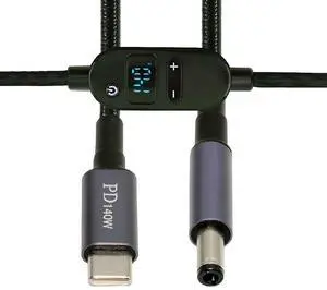 140W USB-C Input to DC 5.5 * 2.5mm Output with Smart LED Display 20V 15V 12V 9V 5V Power 100W 65W PD Charge Cable for Laptop 1.5M 140W USB-C Input to DC 5.5 * 2.5mm Output with Smart LED Display 20V 15V 12V 9V 5V Power 100W 65W PD Charge Cable for Laptop 1.5M