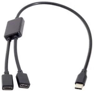 30cm Type-C to Dual Ports USB-C Female Hub Cable for Laptop PC & Mouse & Flash Disk 30cm Type-C to Dual Ports USB-C Female Hub Cable for Laptop PC & Mouse & Flash Disk