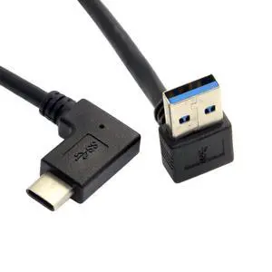Reversible USB 3.1 USB-C Angled to 90 Degree Up Angled A Male Data Cable for Tablet Mobile Phone (30cm) Reversible USB 3.1 USB-C Angled to 90 Degree Up Angled A Male Data Cable for Tablet Mobile Phone (30cm)
