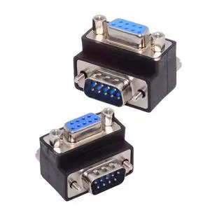 2pcs/Set 9Pin RS232 D-Sub Screw Type Male Up & Down Angled 90 Degree to Female Nut Type Extension Adapter 2pcs/Set 9Pin RS232 D-Sub Screw Type Male Up & Down Angled 90 Degree to Female Nut Type Extension Adapter